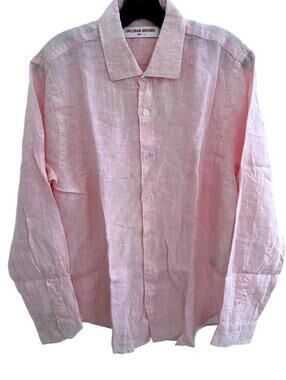 Orlebar Brown Men's Light Pink 100% Linen Long Sleeve Shirt - Size L